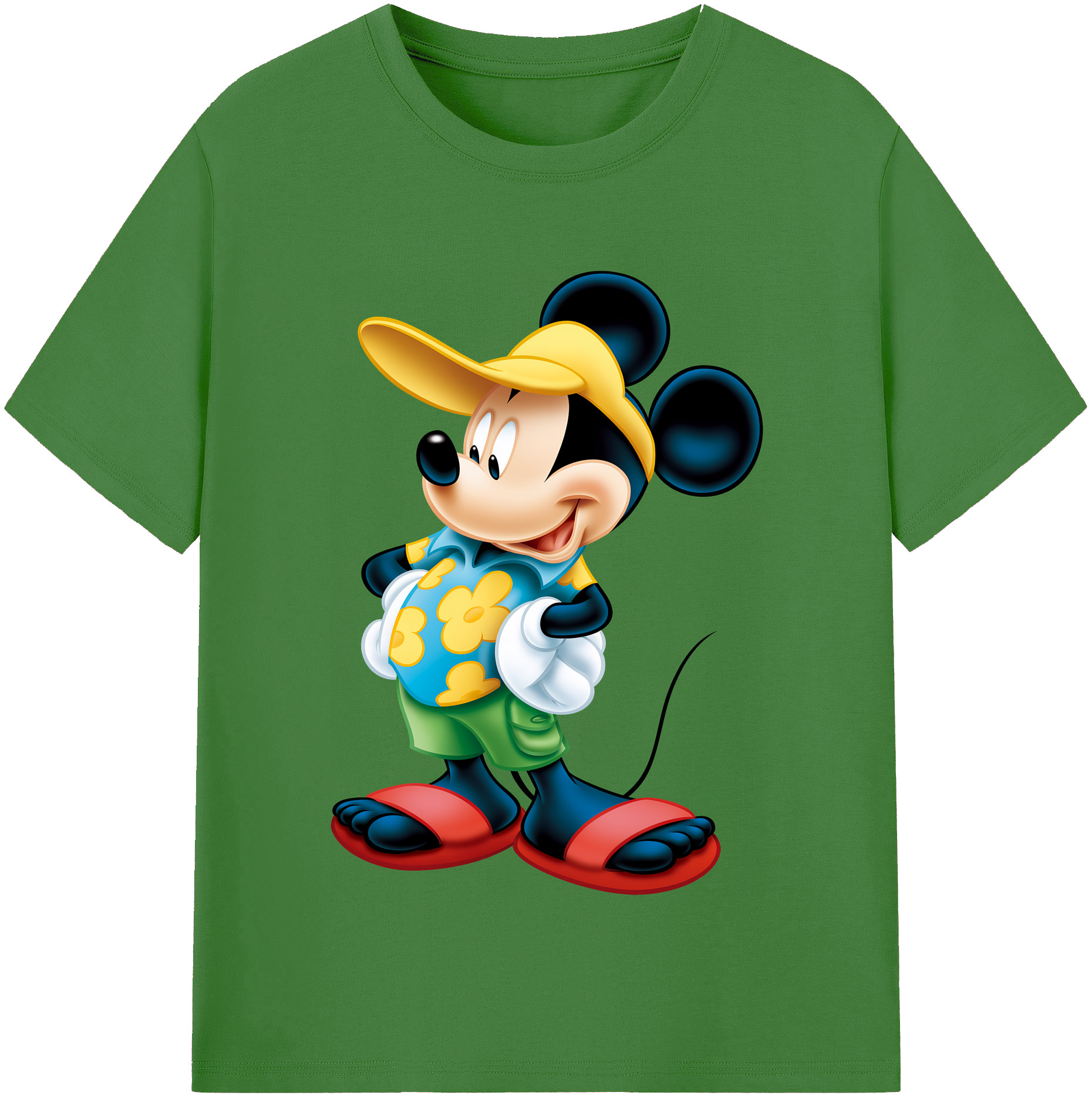 （画像用） ミッキーマウス Mickey Mouse レディースカジュアルプリントTシャツ（綿100％）